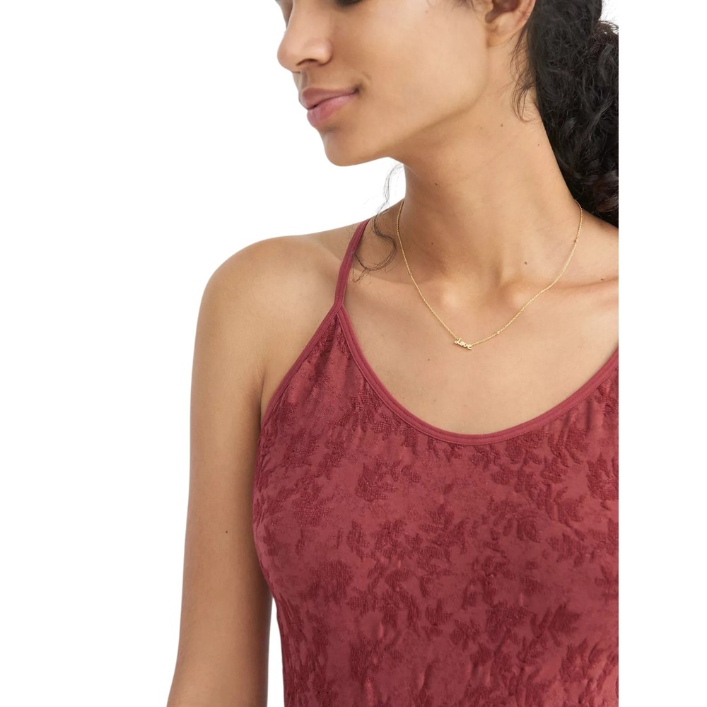 Anthropologie Zene Seamless Textured Tank Cami Burgundy Floral Burnout Boho S